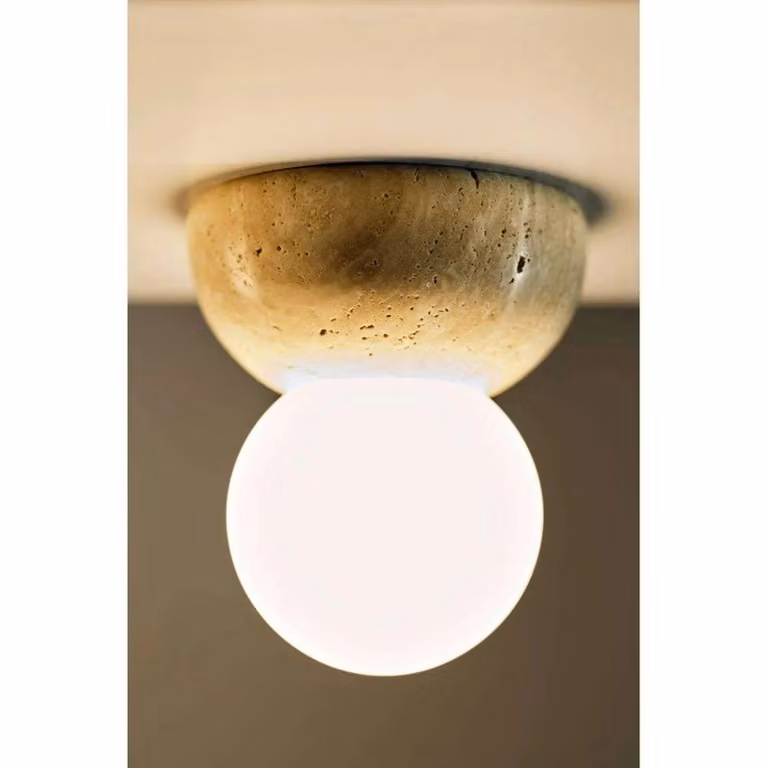 Globen Lighting Applique da parete Torrano, dimmerabile, Crema / Ambra, Soggiorno / Sala da pranzo, Pietra, Design, Applique