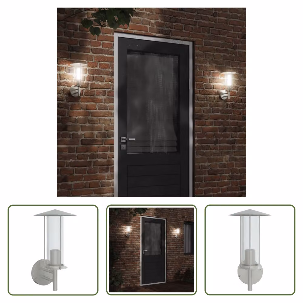 The Living Store Applique da esterno in acciaio inox argento