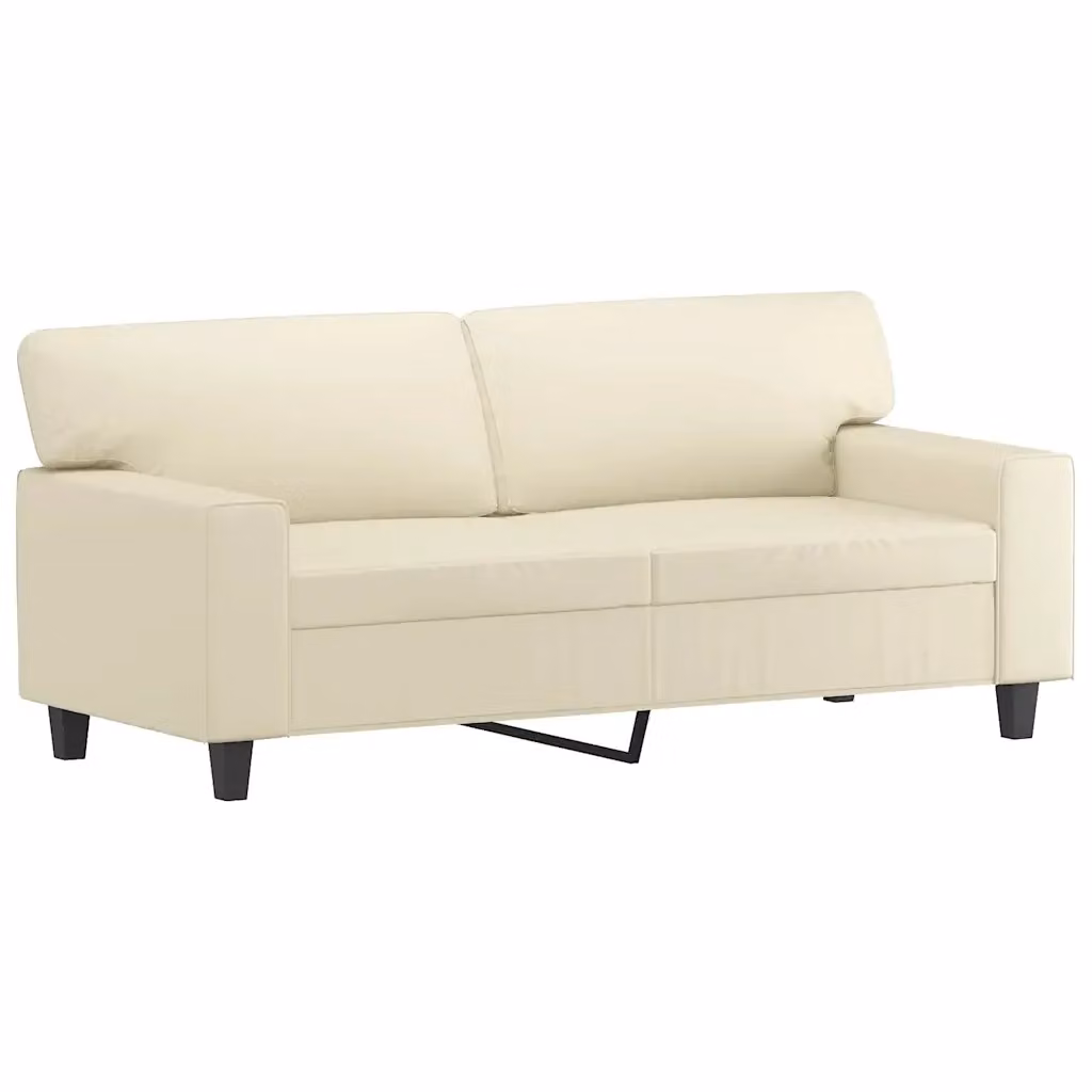 Divano a 2 posti moderno vidaXL in similpelle beige con struttura in metallo – 2