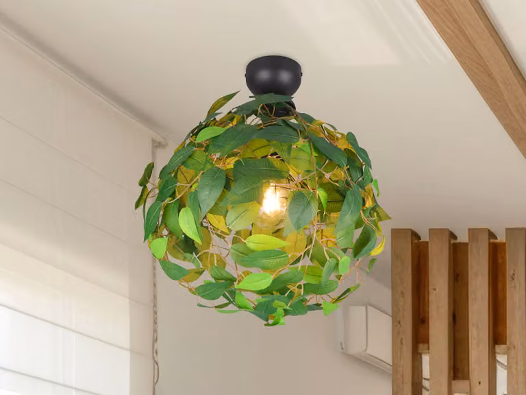 Originale lampada da soffitto a LED per tavolo da pranzo e camera da letto con foglie verdi, Ø 38 cm