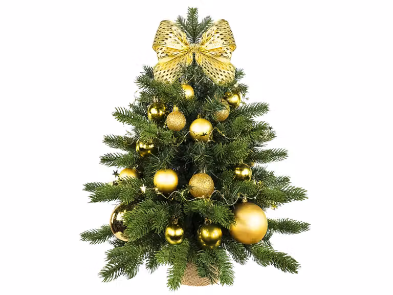 Albero di Natale artificiale decorato NATALE D'ORO II 60 cm con illuminazione a LED IN VASO