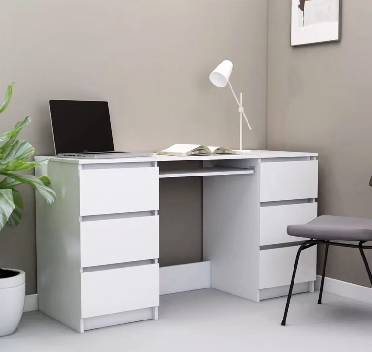 vidaXL Scrivania bianca 140x50x77 cm Materiale a base di legno - Scrivania - Scrivanie - Scrivania per computer - Scrivanie per computer