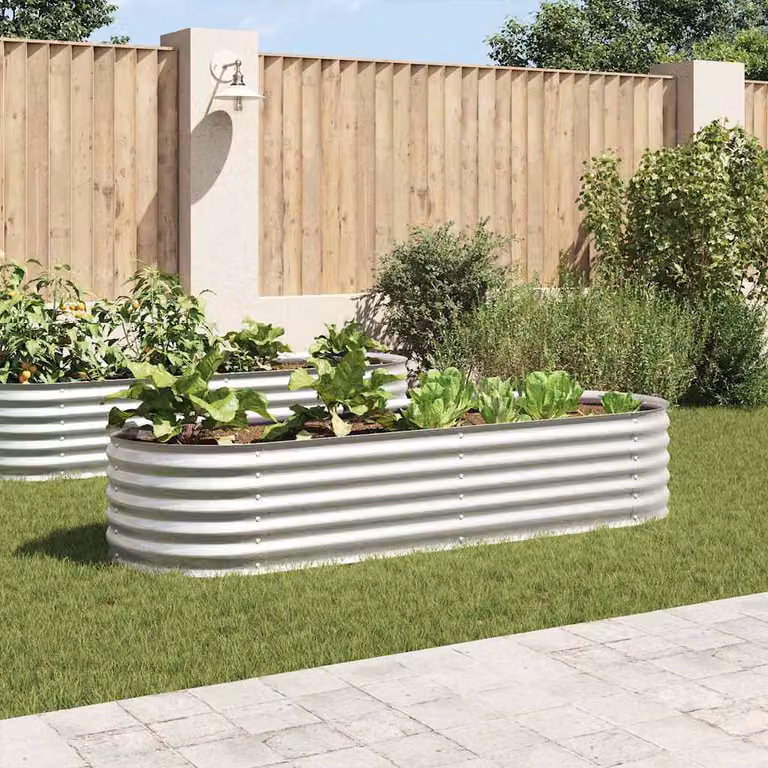 Letto rialzato da giardino vidaXL in acciaio zincato argento L: 240 cm, P: 80 cm, H: 44 cm