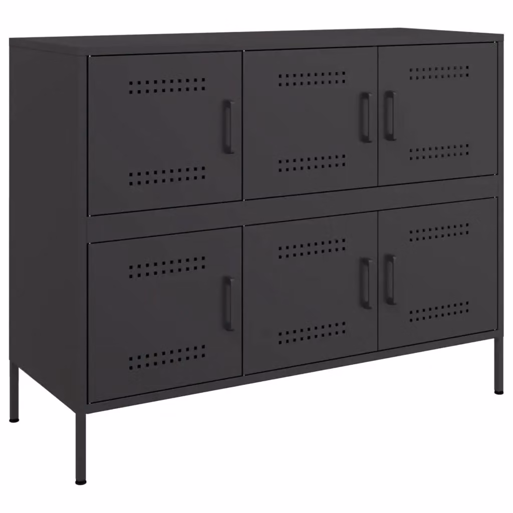 Credenza in metallo nera stile industrial vidaXL L: 100,5 cm, P: 39 cm, H: 79 cm – 2