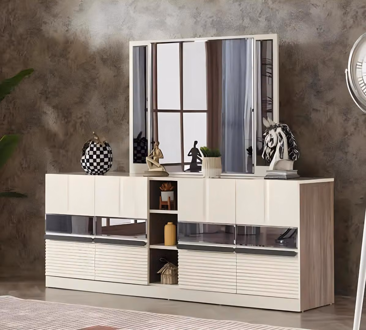 Sideboard mit Spiegel Modern Esszimmer Einrichtung Komplett Luxus Möbel