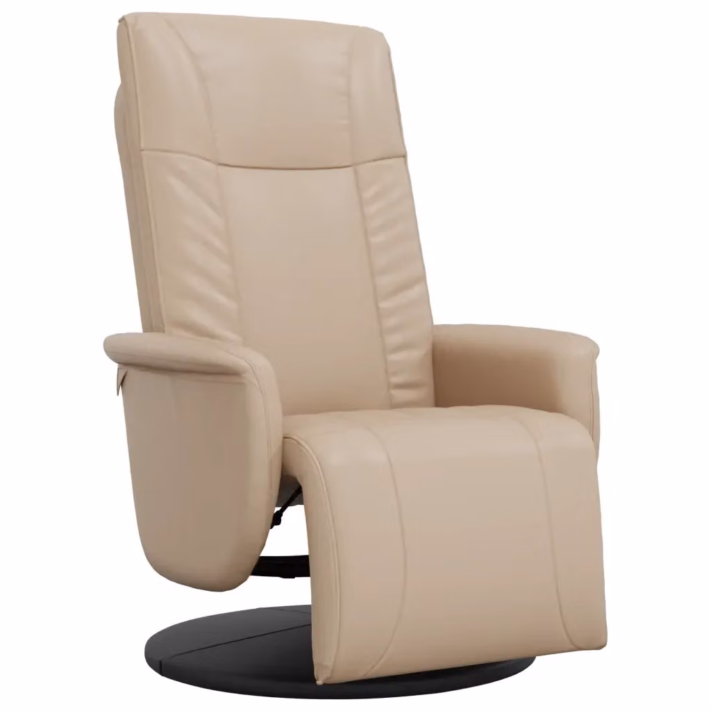 Poltrona Reclinabile Relax vidaXL in Similpelle con Poggiapiedi, Colore Beige/Marrone – 2