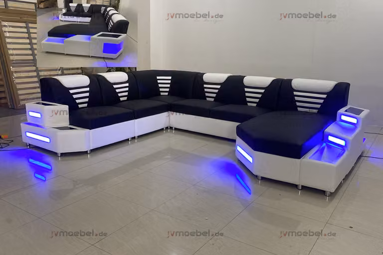 Design Modern Sofa Couch Ecksofa U-Form Ledercouch Wohnlandschaft Ecksofa