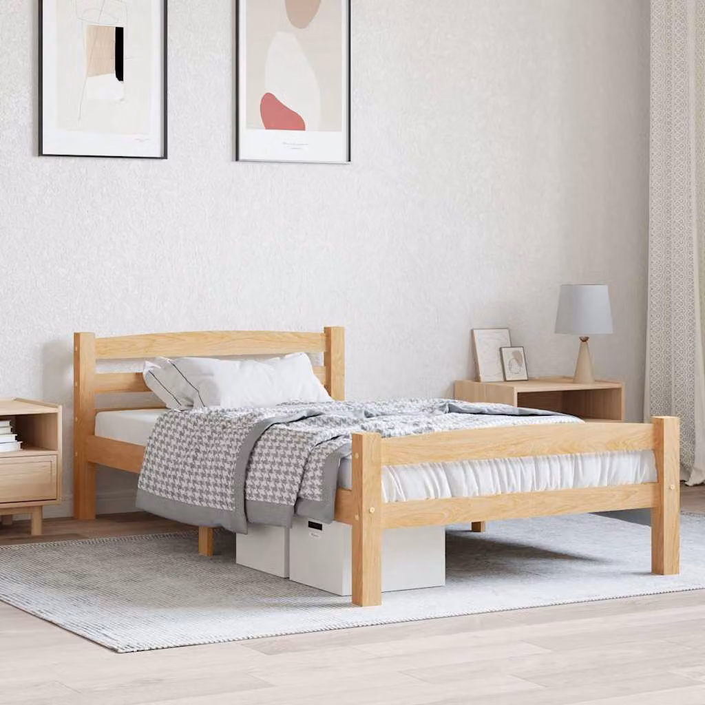 vidaXL Giroletto in legno massello di pino marrone con doghe fisse L/P/H: 206 x 100 x 66 cm