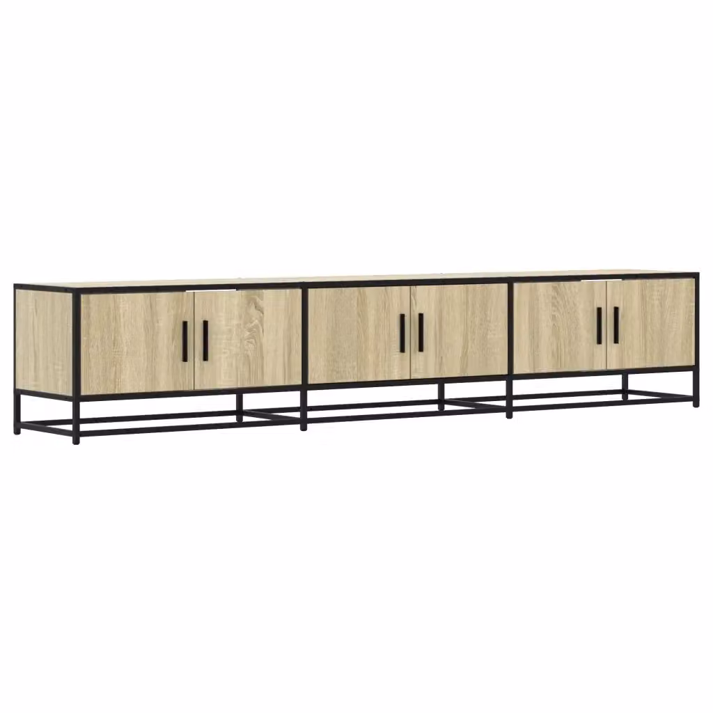 Mobile TV stile industrial vidaXL in legno e metallo, colore rovere, L: 210 cm, P: 35 cm, H: 41 cm – 2