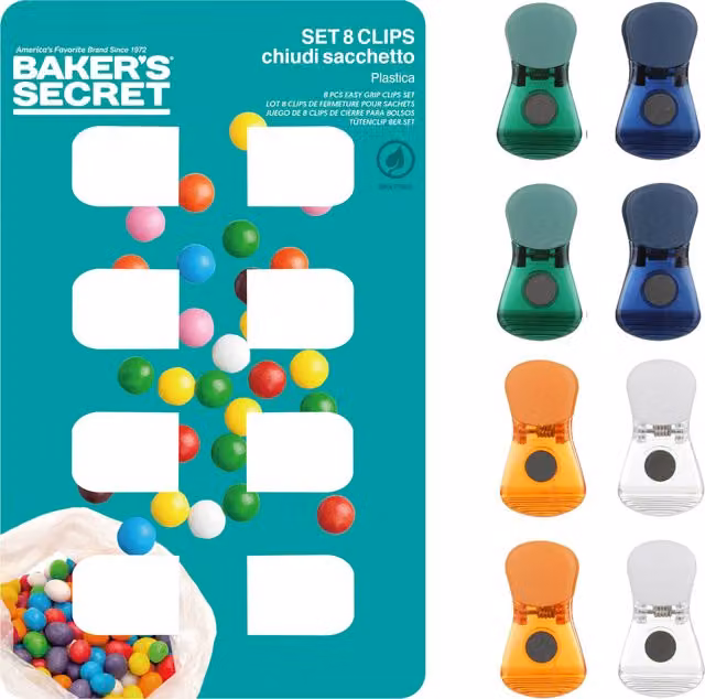 Set di 8 mollette chiudipacco magnetiche Baker's Secret in plastica multicolore – 1