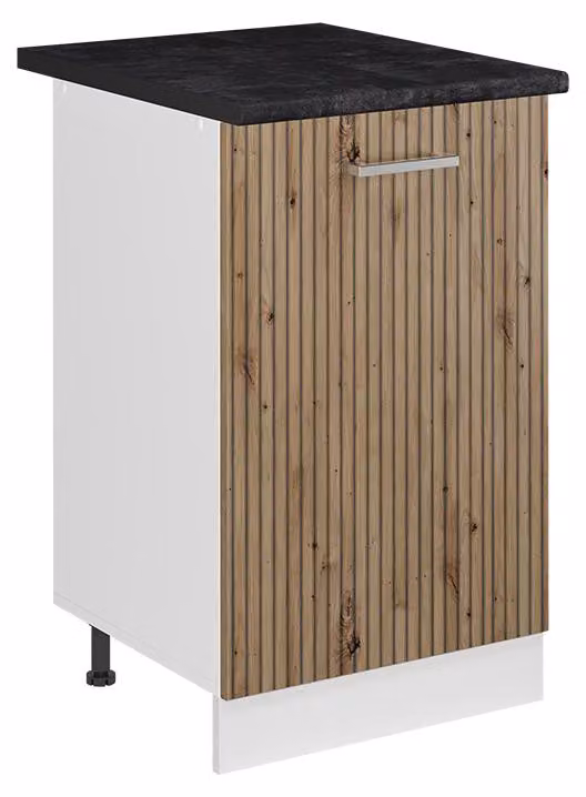 Mobiletto base cucina Vicco R-Line Rovere artigianale/Bianco 50 cm piano di lavoro Antracite, Model 70068
