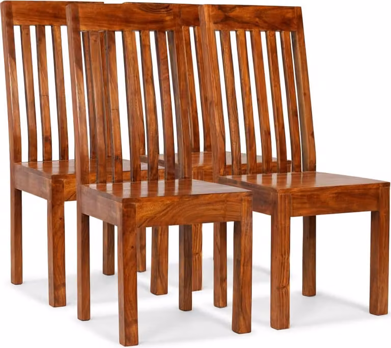 The Living Store Sedie da pranzo 4 pezzi. Legno massiccio con finitura in palissandro