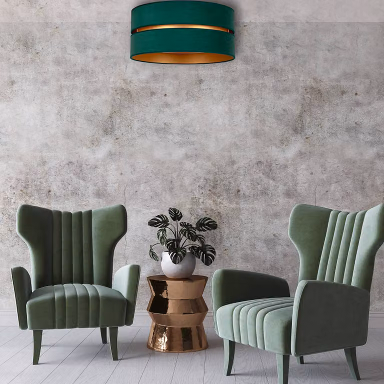 Plafoniera soffitto Duo Duolla, dimmerabile, Verde, Soggiorno / Sala da pranzo, Tessuto / Stoffa / Seta, Plafoniera