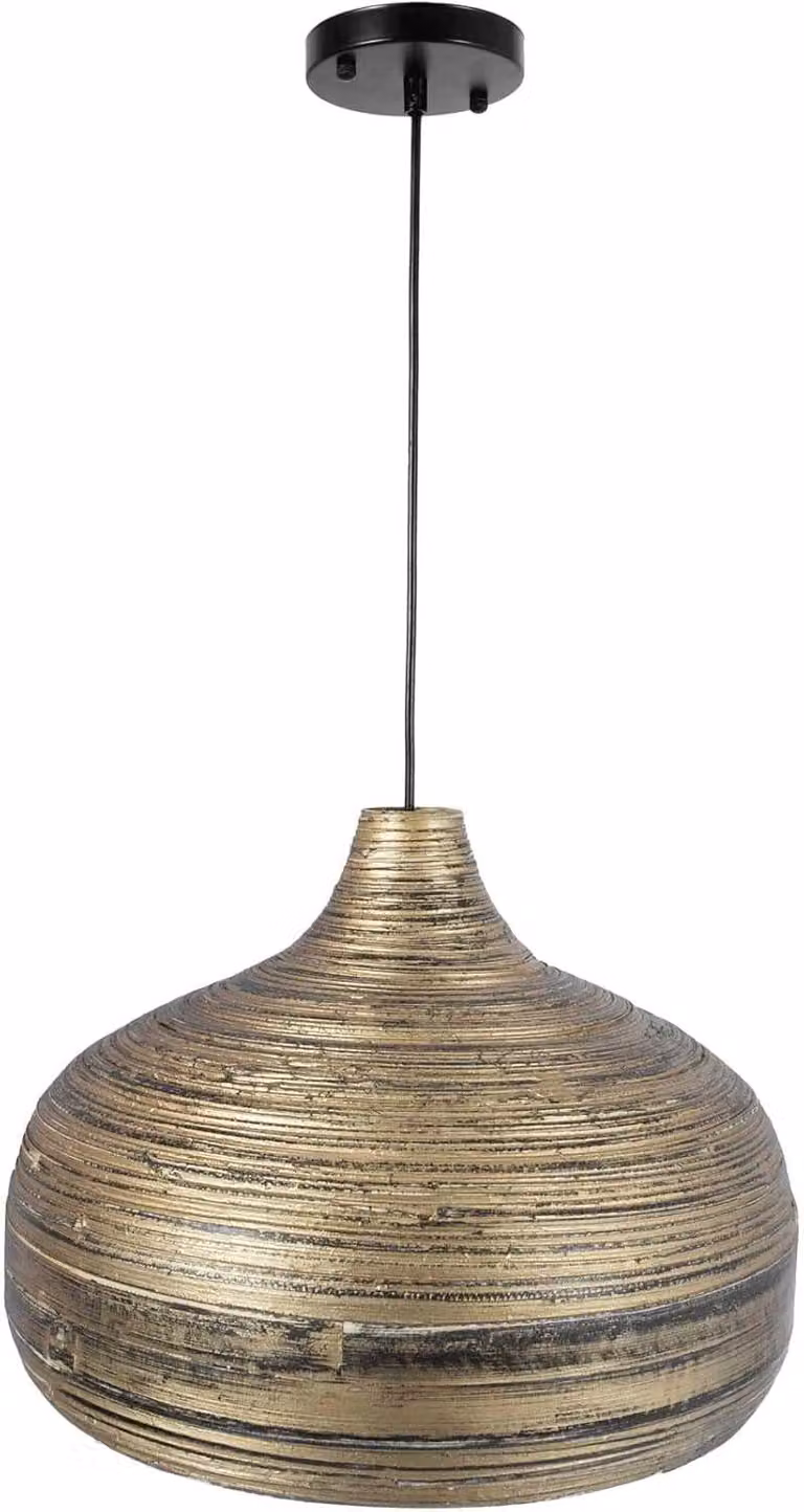 Lampada a sospensione SOLARI in bambù dorato 43x30 cm ##