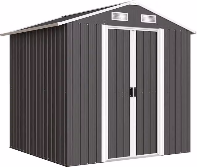 Capanno da Giardino Outsunny in Acciaio Galvanizzato con 2 Porte Scorrevoli, Nero, 2,6 m²
