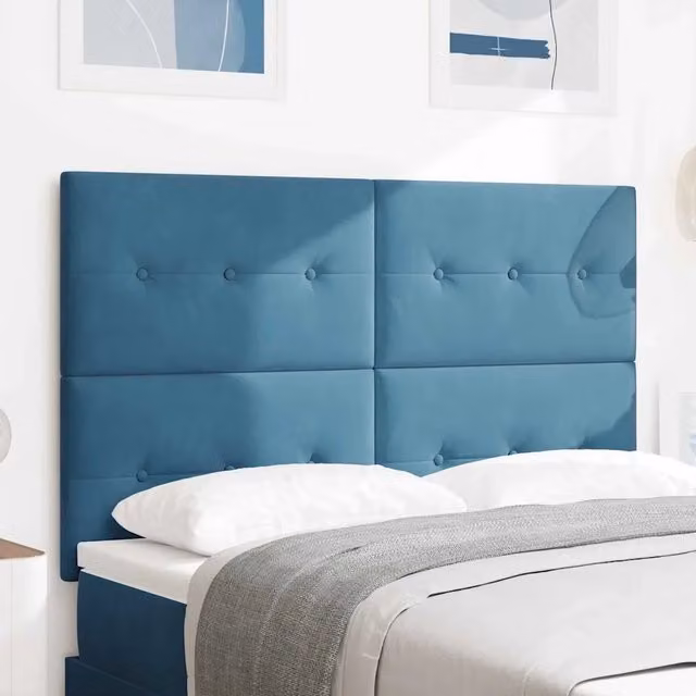 Testiera per letto con illuminazione LED integrata vidaXL in velluto blu, L: 160 cm – 1