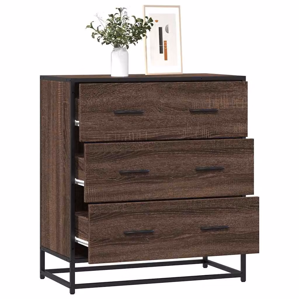 Credenza vidaXL in stile industriale in MDF e metallo, colore marrone, L 68 cm x P 35 cm x H 76 cm
