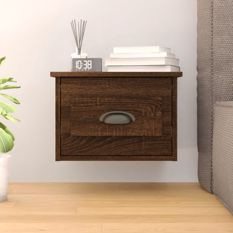 vidaXL Comodino a Parete Moderno in Rovere Marrone L 41,5 cm x P 36 cm x H 28 cm