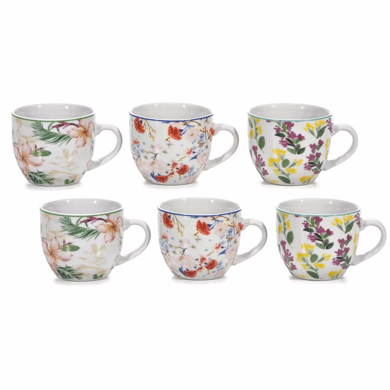 Set di 6 tazzine da caffè espresso Gusto Casa in porcellana decorata con motivo floreale multicolor, capacità 9 cl – 1