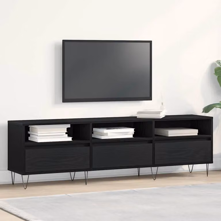 Mobile TV vidaXL in Rovere e Nero, L 150 x P 30 x H 44,5 cm