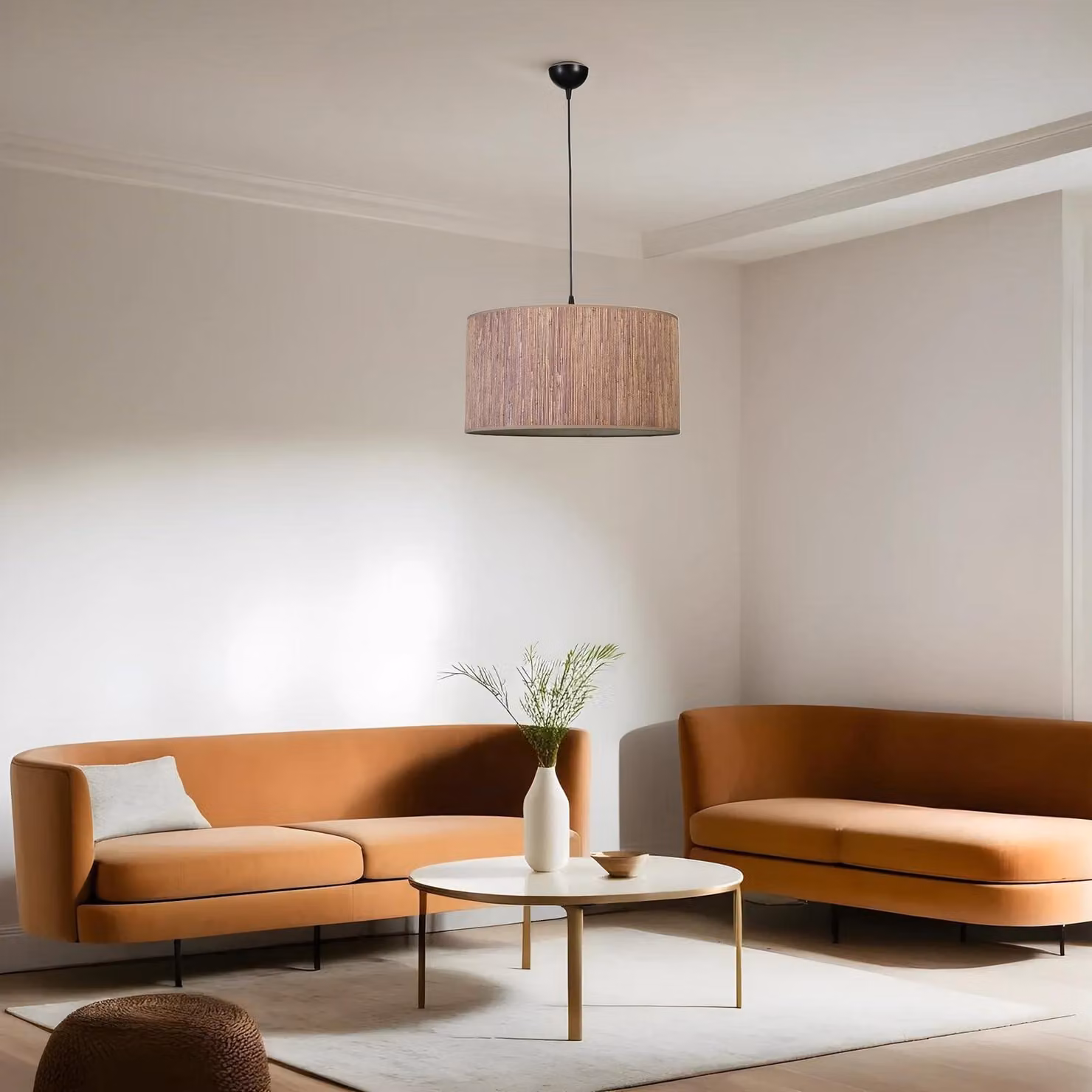 Solidchoice - Lampadario in metallo con paralume in bambù, ideale per interni moderni