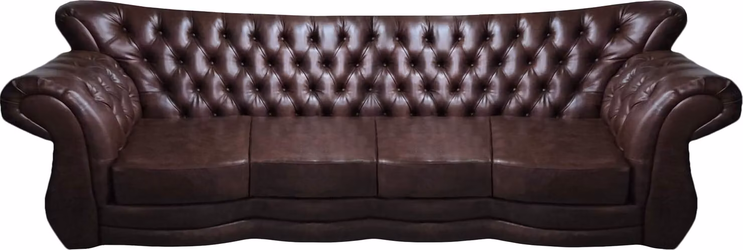 Leder Sofa Couch Viersitzer Braun Wohnzimmer Chesterfield Sitzmöbel