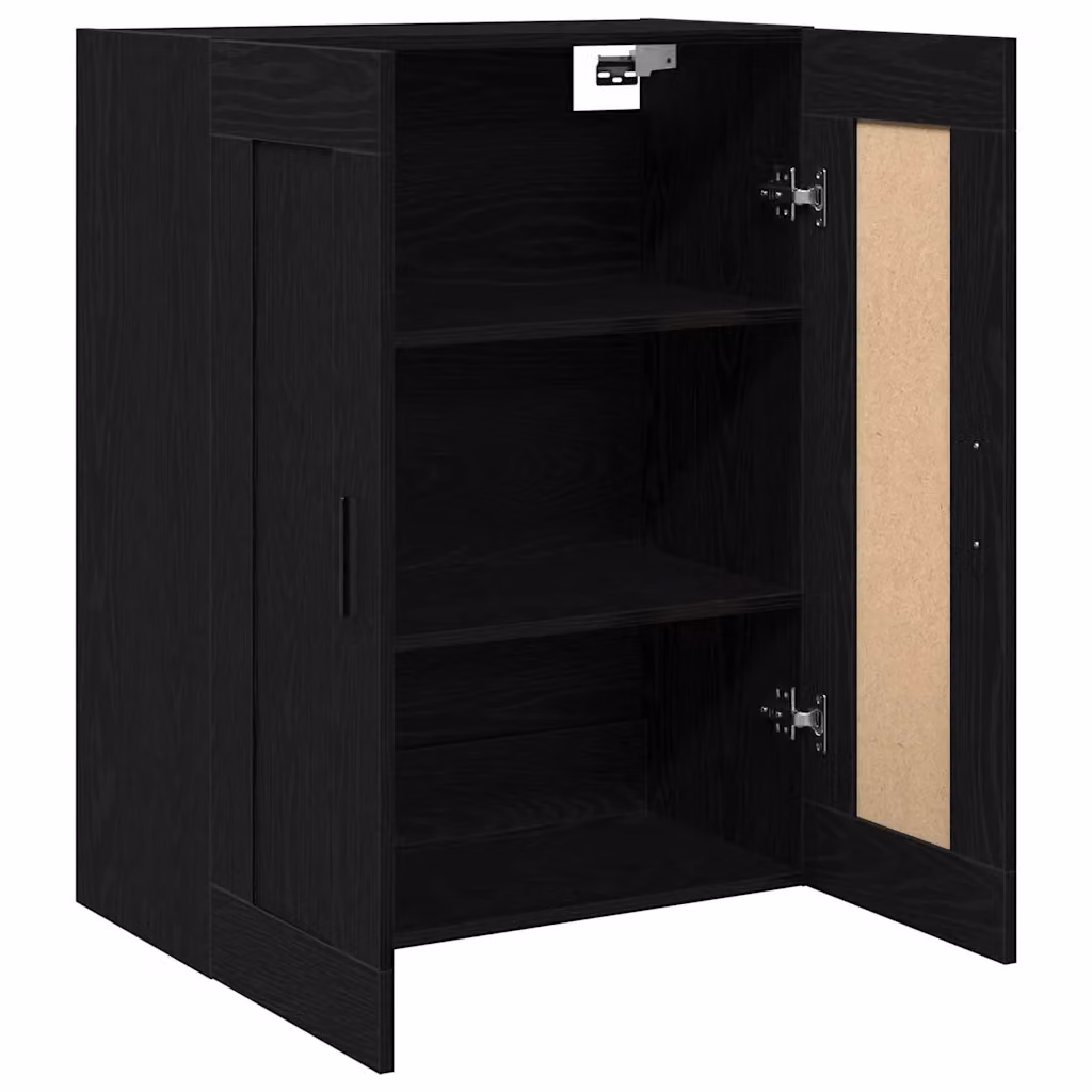 Mobile a muro vidaXL moderno in rovere nero con ante a battente e ripiani interni L: 69,5 cm, P: 34 cm, H: 90 cm