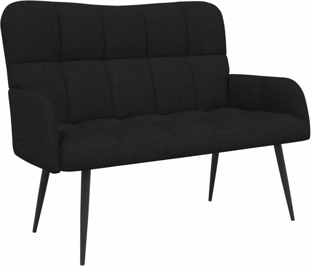Divano a due posti moderno DESIGN IN per soggiorno o camera da letto in tessuto nero e grigio L: 115 cm, P: 61 cm, H: 87 cm