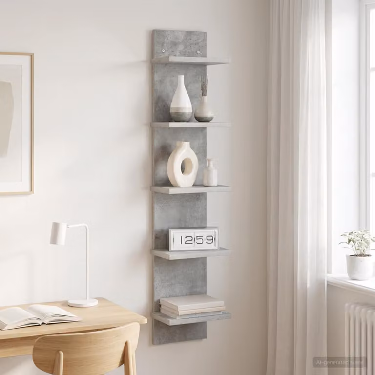 vidaXL Scaffale da parete moderno Grigio opaco L/P/H: 22 x 15 x 100 cm