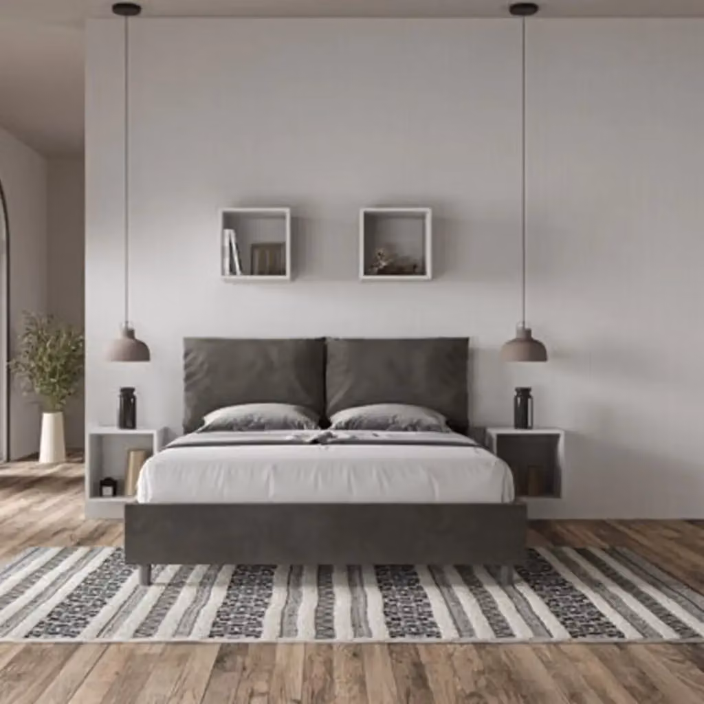 Letto matrimoniale contenitore Antea Ityhome imbottito in microfibra grigio L/P/H: 160 x 222 x 110 cm – 2