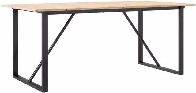 Tavolo da Pranzo | Tavolo da cucina Telaio a O 180x90x75 cm Legno Pino e Acciaio