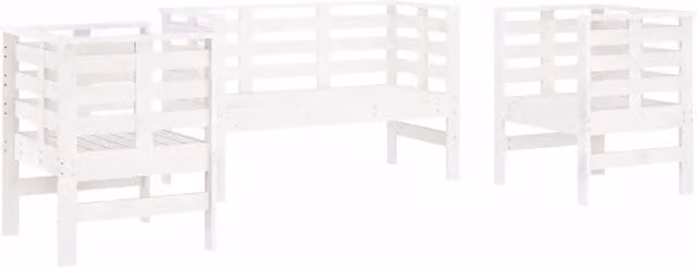 Set Salotto da Giardino 3 pz | Set di Mobili da Esterno Bianco in Legno Massello di Pino