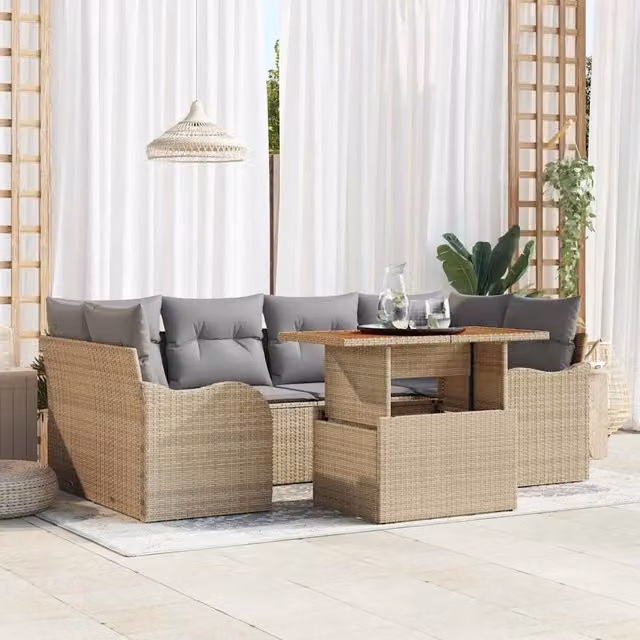 Set Divano da Giardino 7 pz beige e grigio chiaro 3349412