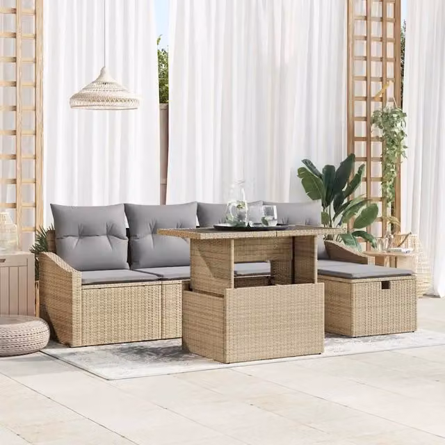 Set Divano da Giardino 6 pz polyrattan 3359827
