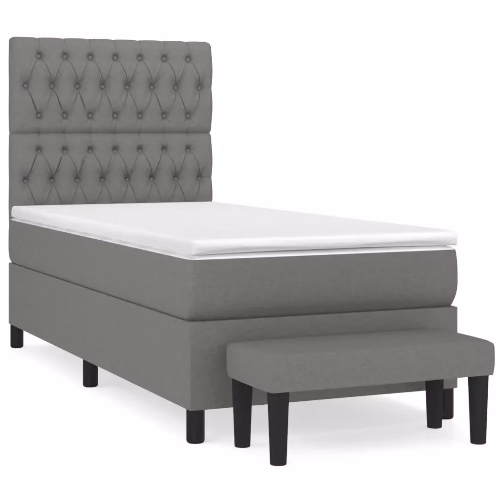 Letto Ibrido con Giroletto a Molle e Materasso vidaXL, Grigio e Bianco, L/P/H: 90 x 190 x 28 cm – 2
