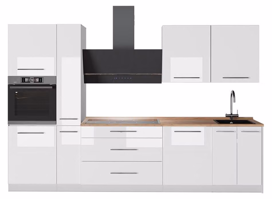 Cucina componibile Vicco Fame-Line Bianco lucido/Bianco 310 cm, PL Rovere, Model 64341