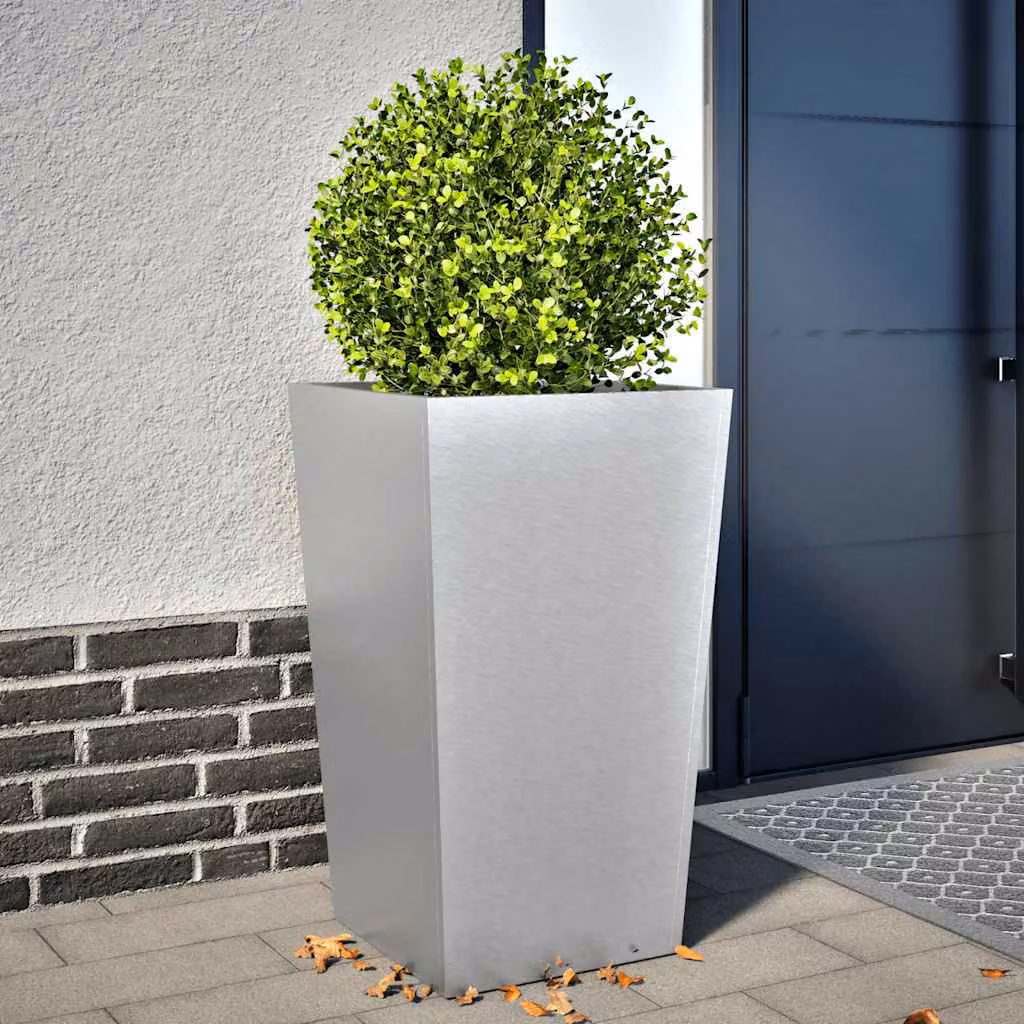 Fioriera da giardino vidaXL in acciaio zincato color argento L/P/H: 45 x 45 x 75 cm