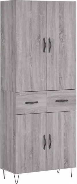 Credenza | Madia | Buffet da pranzo | Armadio da pranzo Grigio Sonoma 69,5x34x180 cm in Legno Multistrato