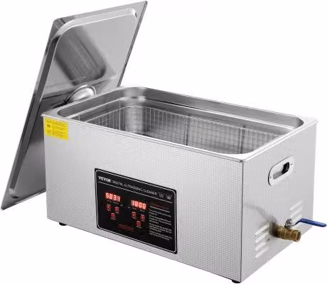 Pulitore a Ultrasuoni Vevor in Acciaio Inox Color Argento con Display Digitale e Riscaldamento per Gioielli, Occhiali e Orologi
