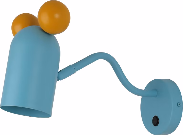 Applique GTV MOUSE per cameretta bambini, lampada turchese, attacco E27, max. 25W, IP20 - Design allegro con orecchie di topo