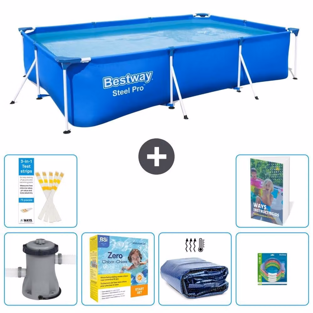 Bestway Steel Pro, piscina rettangolare - 300x201x66 cm - 5 pezzi, modello S181