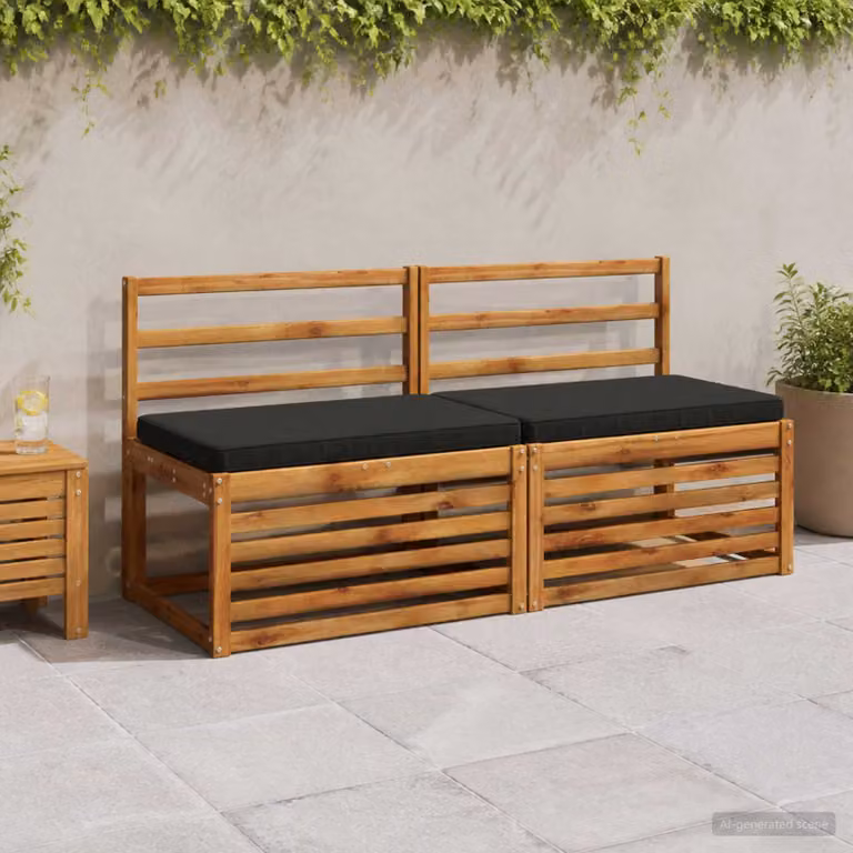 Cuscino per Panchina vidaXL VUGHT Nero in Poliestere con Rivestimento Lavabile e Resistente ai Raggi UV