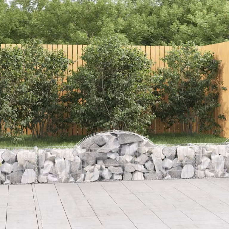 Set di 10 Cesti Gabbioni ad Arco vidaXL in Acciaio Zincato Grigio L: 200 cm, P: 30 cm, H: 40/60 cm