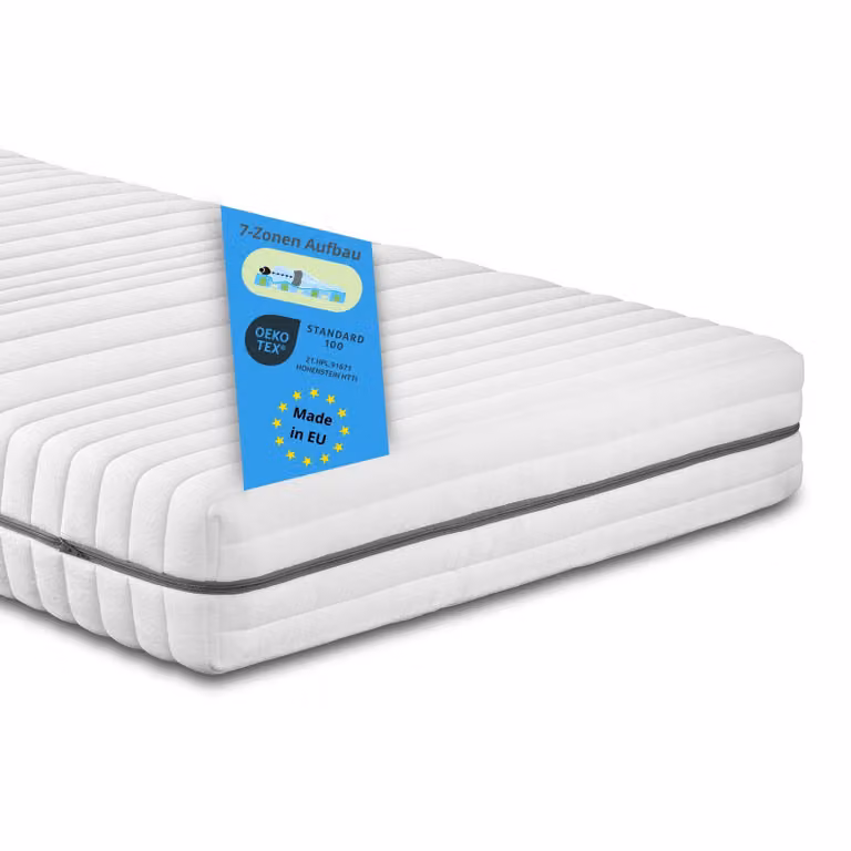 materasso ergonomico in schiuma fredda a 7 zone, 90 x 200 cm, H4, 18 cm, materasso reversibile, Bodyprotect Vital Protect