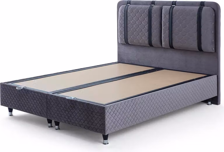Graues Bettkasten Luxuriöses Bettgestell Schlafzimmer Polster Doppelbett