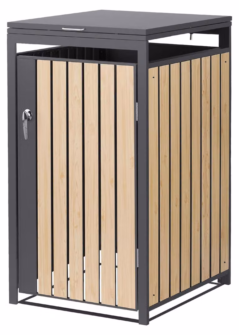 Rivestimento per bidoni della spazzatura da 240 litri, dimensioni 68x80x120 cm, colore antracite, materiale: acciaio