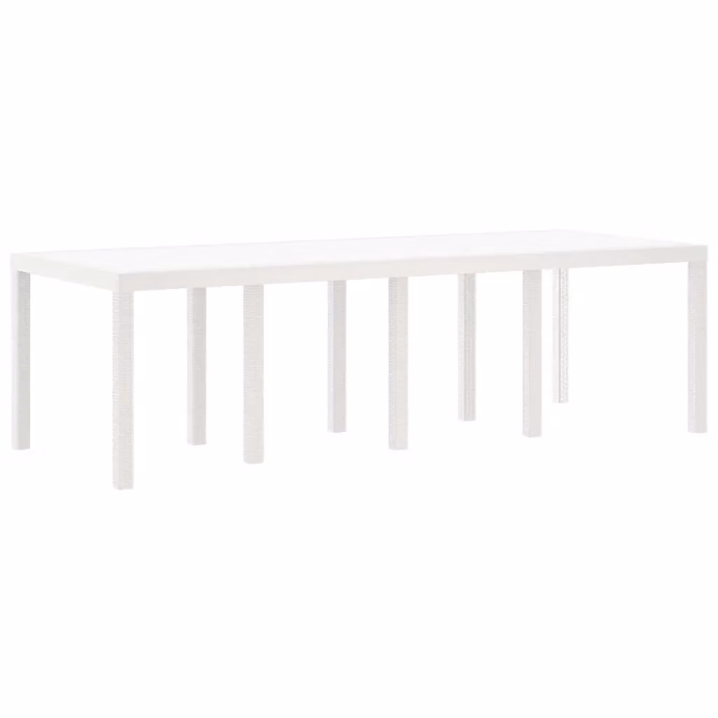 vidaXL Tavolo da Giardino Rettangolare in Polyrattan Bianco L: 250 cm, P: 100 cm, H: 73 cm – 2