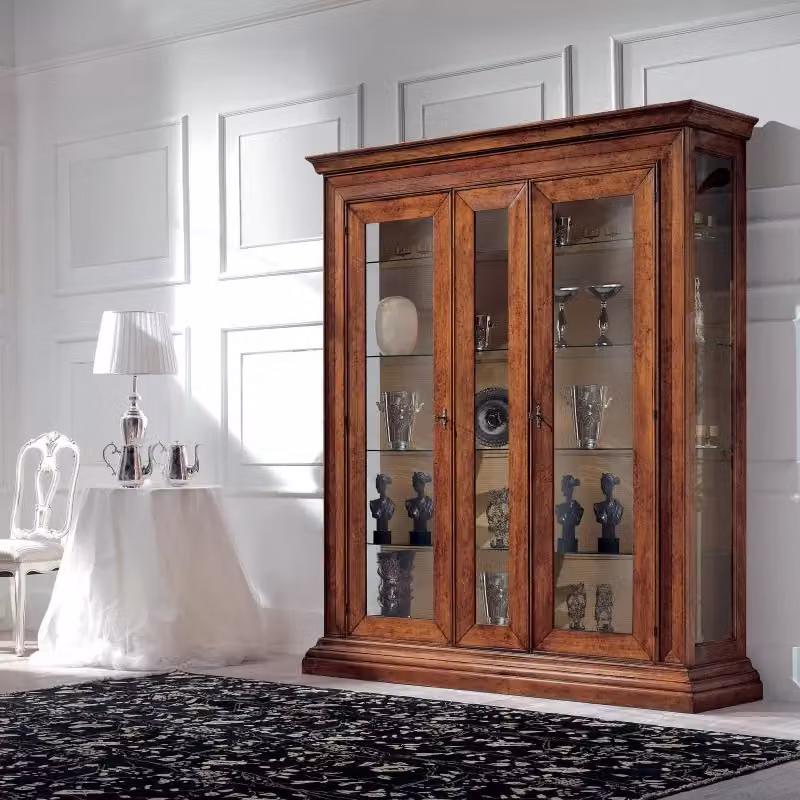 Vetrina classica con 2 ante in vetro e legno noce Mobili 2G L: 184 cm, P: 50 cm, H: 214 cm – 2