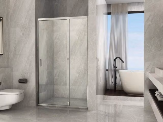 Porta doccia battente con fisso, cristallo 6mm Trasparente h190 Doliso Greti Trasparente 6mm,110 cm