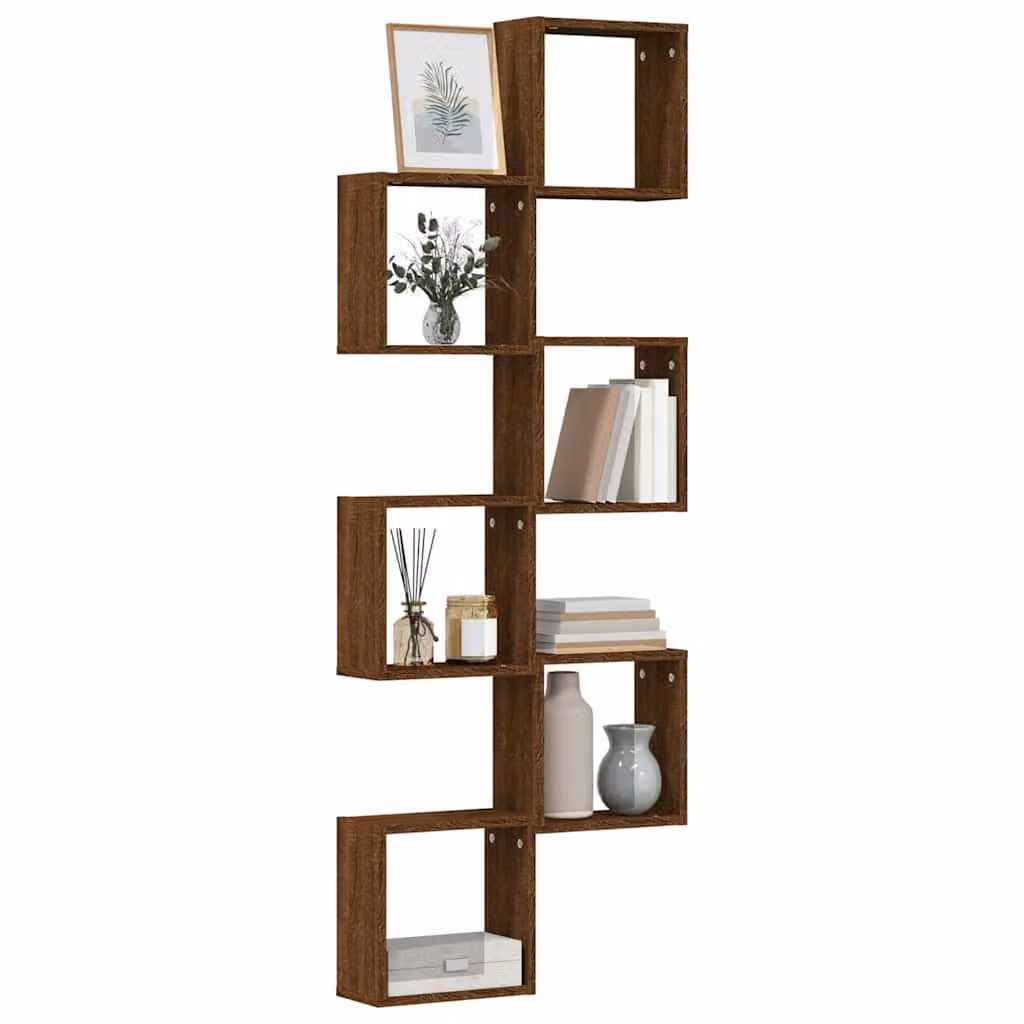 Set di 6 mensole a cubo vidaXL da parete in MDF, colore marrone rovere, L 30 cm x P 15 cm x H 30 cm
